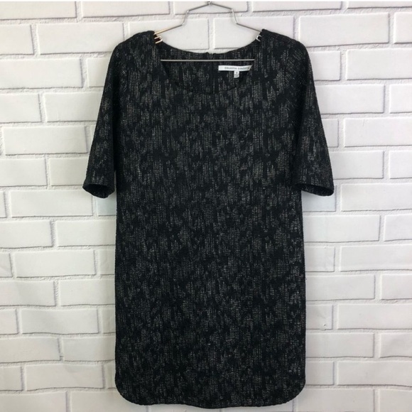 COLLECTIVE CONCEPTS Black Metallic 3/4 Sleeves Shift Dress - Picture 1 of 4